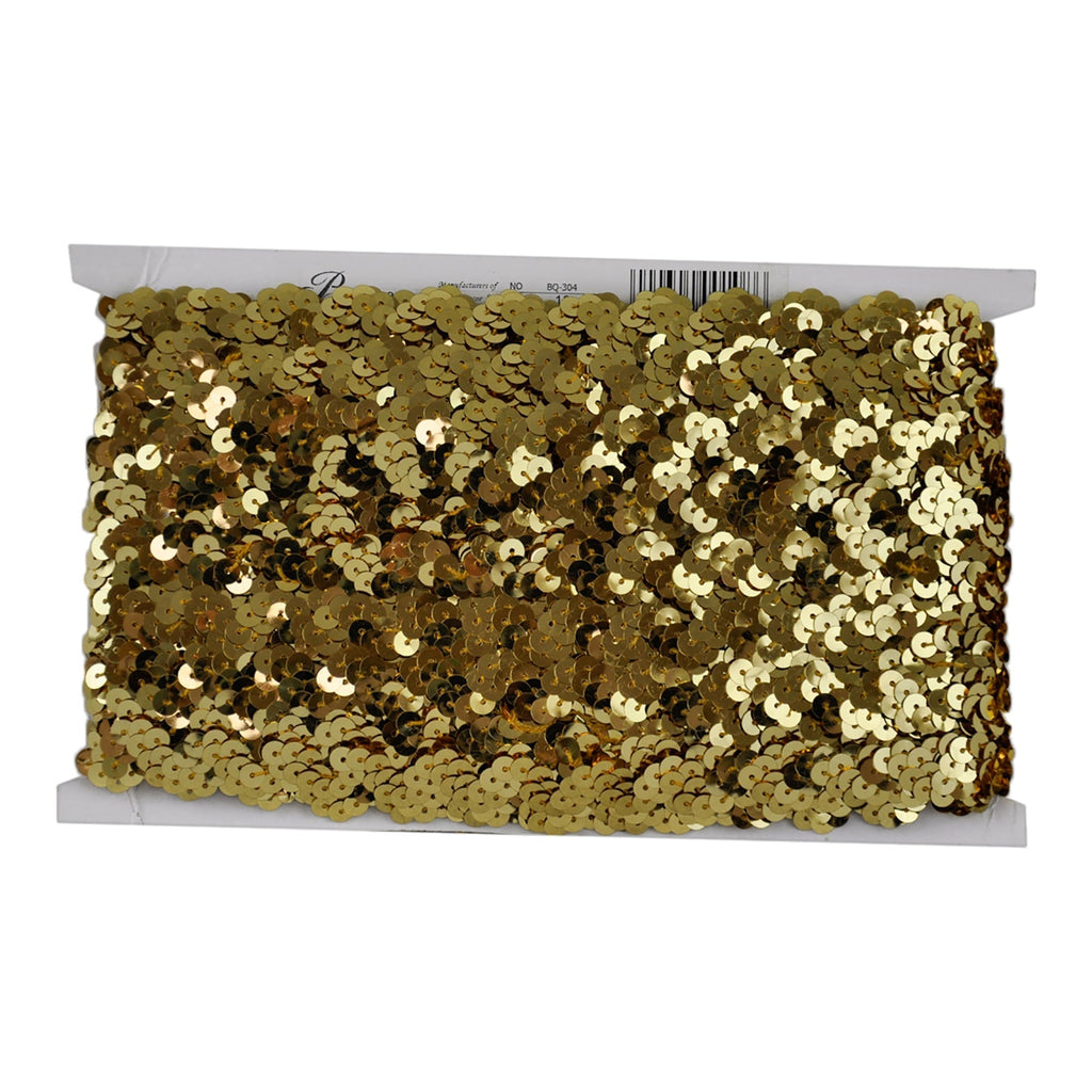 Non-Stretch Sequin Trim - 1/2" Width (25 Yard Roll) - BQ-304-10 Gold