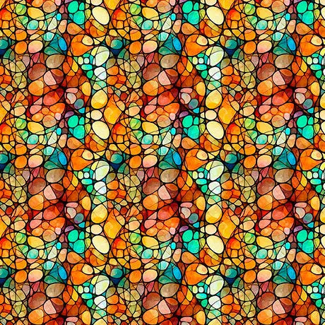 Orange Kaleidoscope Cotton 44"/45" Fabric Per Yard