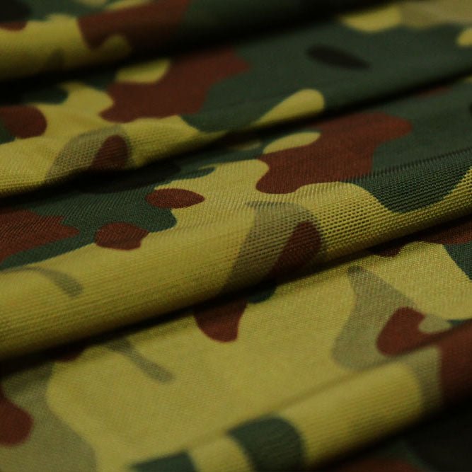 Camo Green Printed Power Mesh Fabric | CDW
