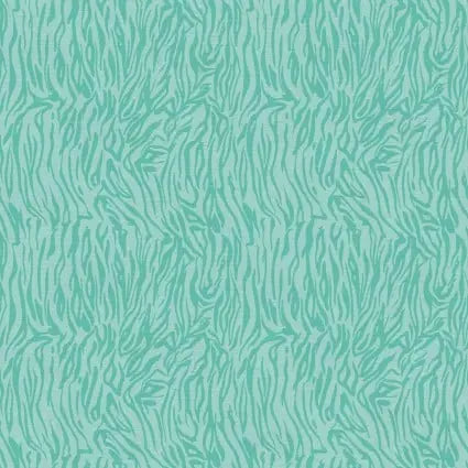 Pieces Of India Tiger Stripes Teal Aqua 43"/44" Fabric Per Yard
