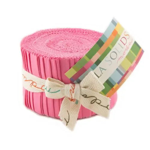 Pink Bella Solids Junior Jelly Roll Precuts