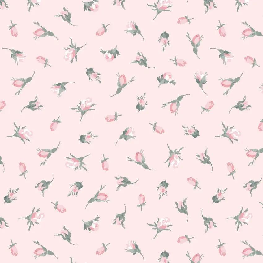 Pink Buds La Fleur Flannel Cotton 42"/43" Fabric Per Yard