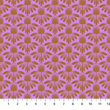 Pink Echinacea Indelible by Anna Maria for Northcott Cotton 44"/45" Fabric Per Yard
