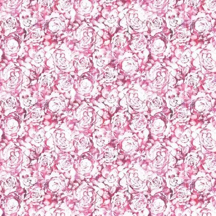 Pink Floral Daphne 44"/45" Cotton Fabric Per Yard