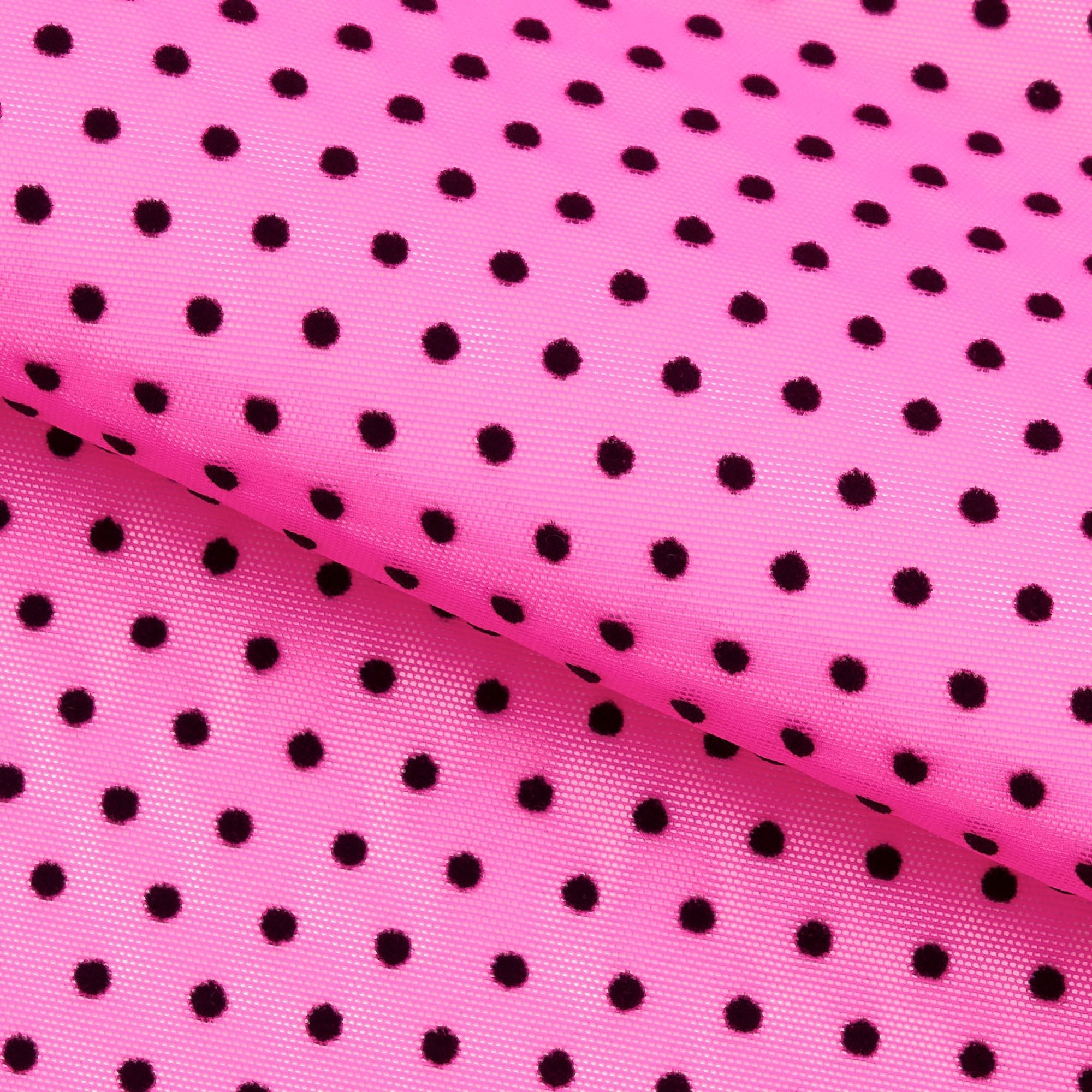 Polka Dot Flocked Stretch Mesh Fabric | CDW