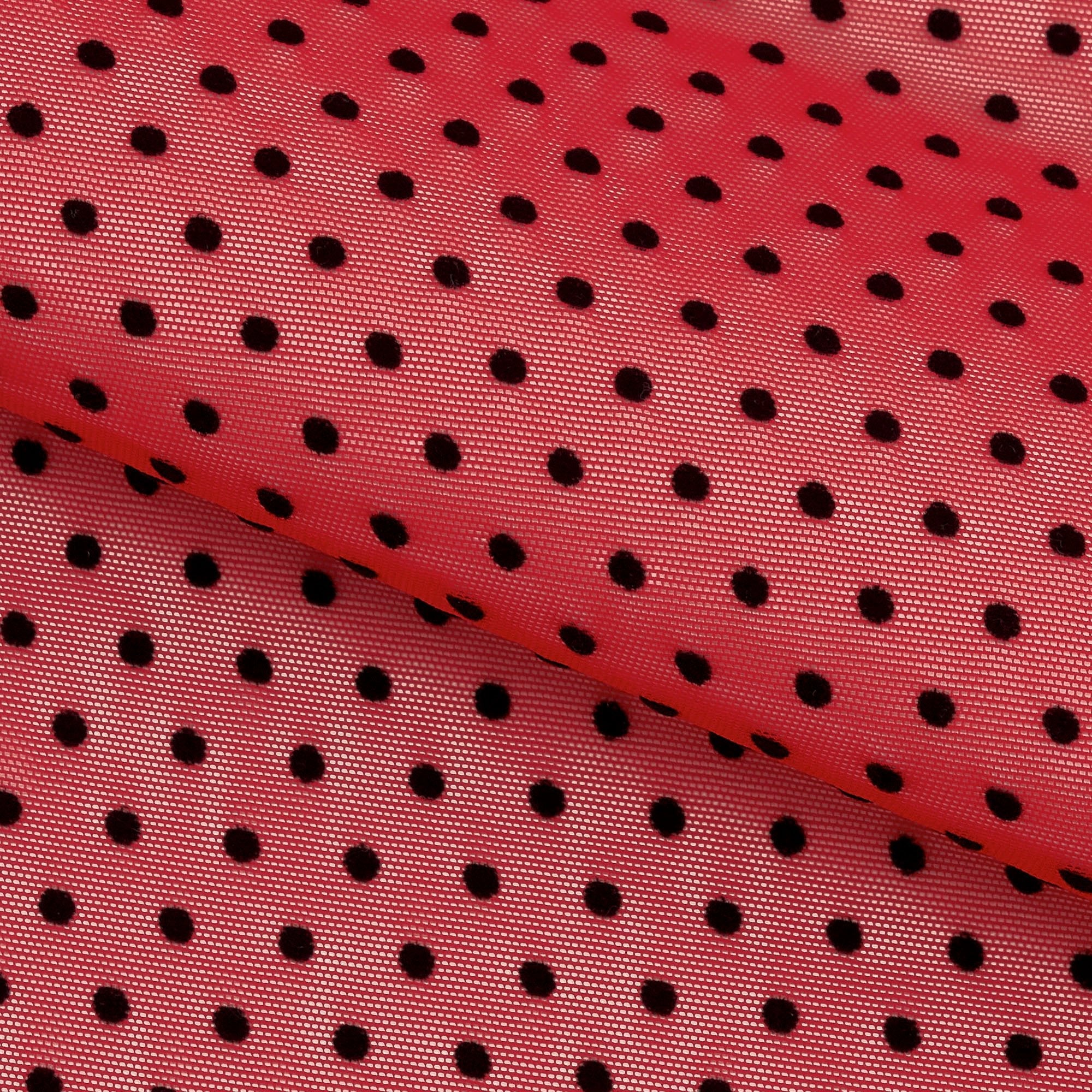 Polka Dot Flocked Stretch Mesh Fabric | CDW