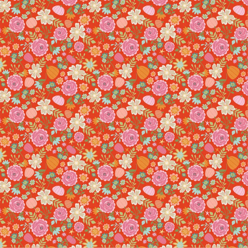 Pretty Pumpkin Poppie Cotton Orange 44"/45" Fabric Per Yard