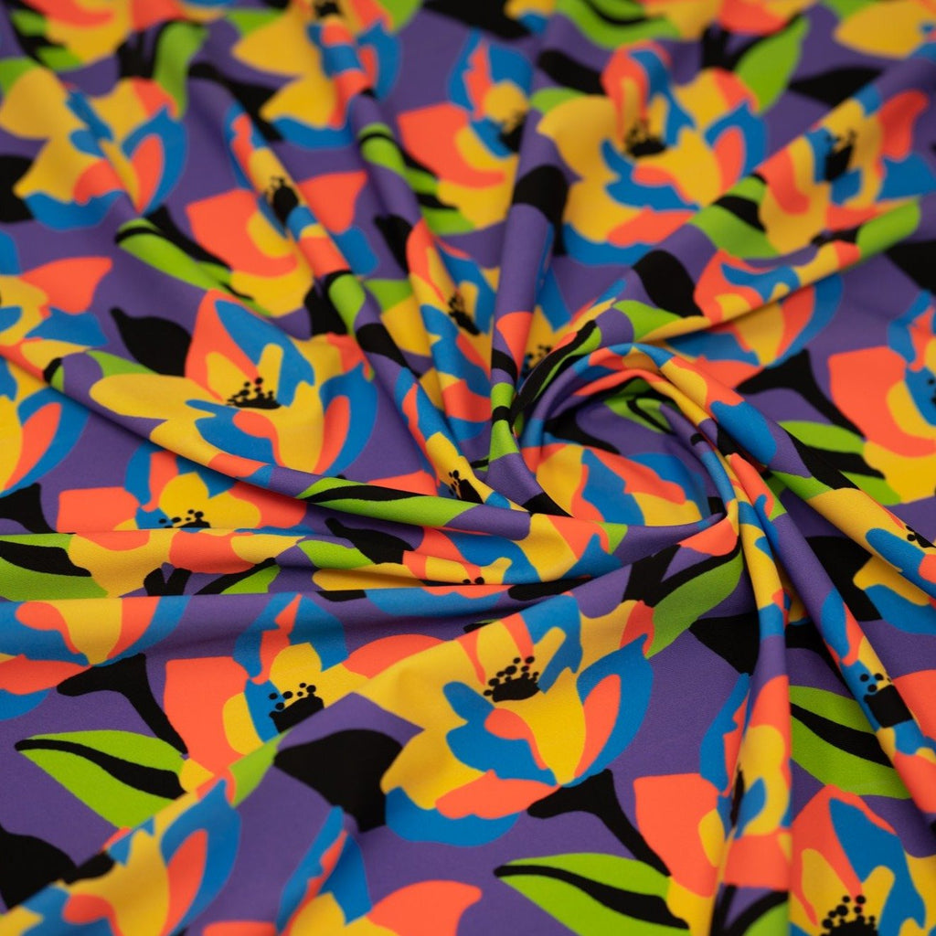 Abstract Painted Lilies Printed Spandex Fabric | CDW