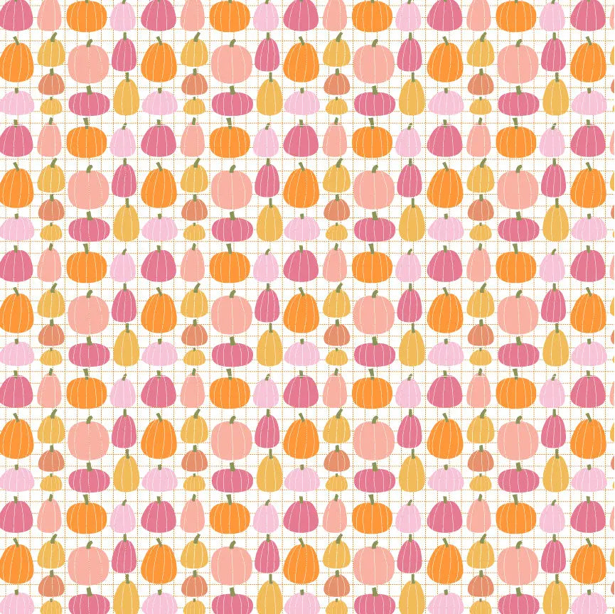 Pumpkin Patch Poppie Cotton White 44"/45" Fabric Per Yard