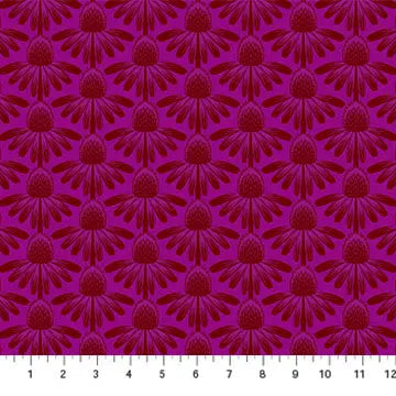 Purple Echinacea Indelible by Anna Maria for Northcott Cotton 44"/45" Fabric Per Yard