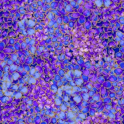 Purple Opulent Hydrangea Cotton Wideback Fabric Per Yard