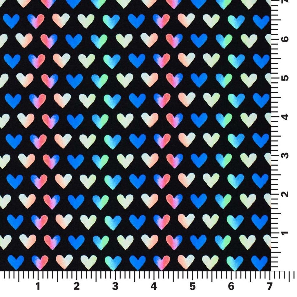 Rainbow Hearts Printed Spandex Fabric | CDW