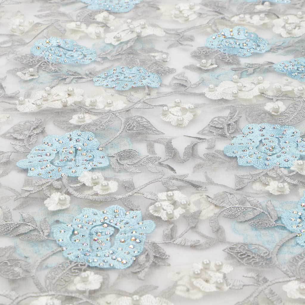 Rose and Vine Embroidered Mesh Fabric | CDW