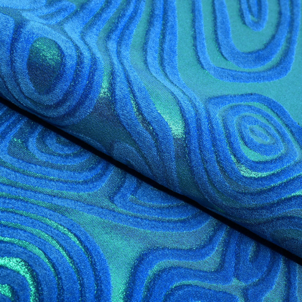 Sonic Swirl Embossed Foiled on Stretch Velvet Fabric | CDW