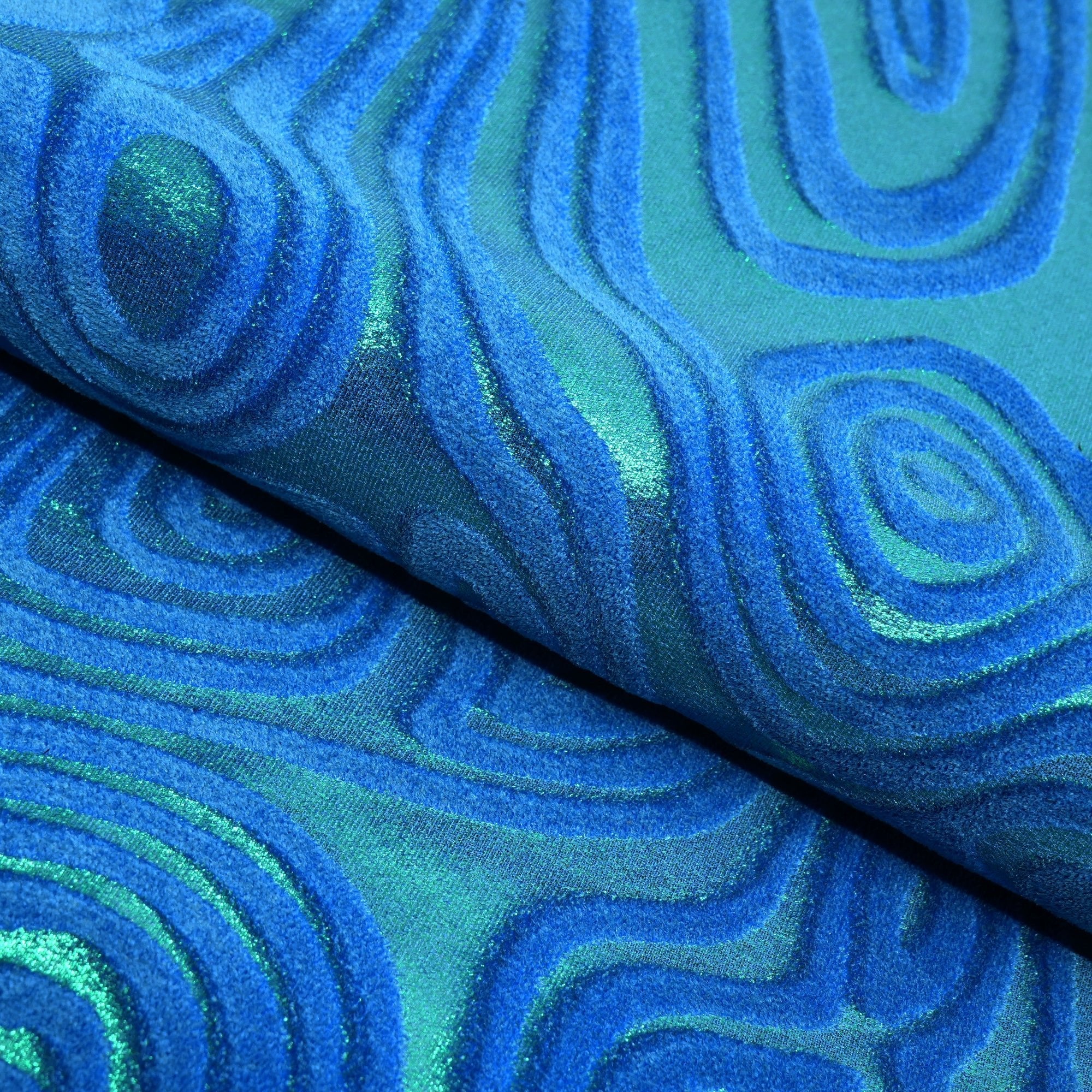 Sonic Swirl Embossed Foiled on Stretch Velvet Fabric | CDW