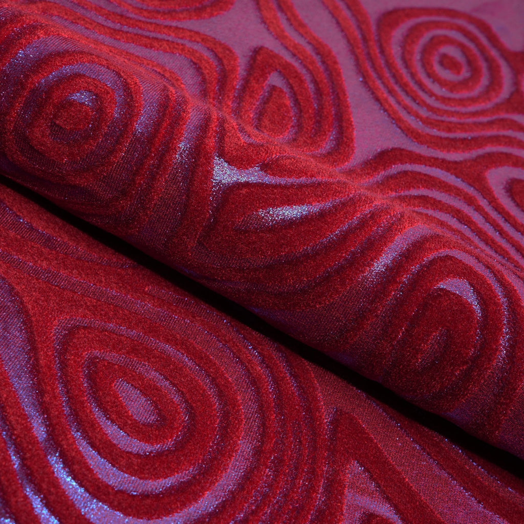Sonic Swirl Embossed Foiled on Stretch Velvet Fabric | CDW