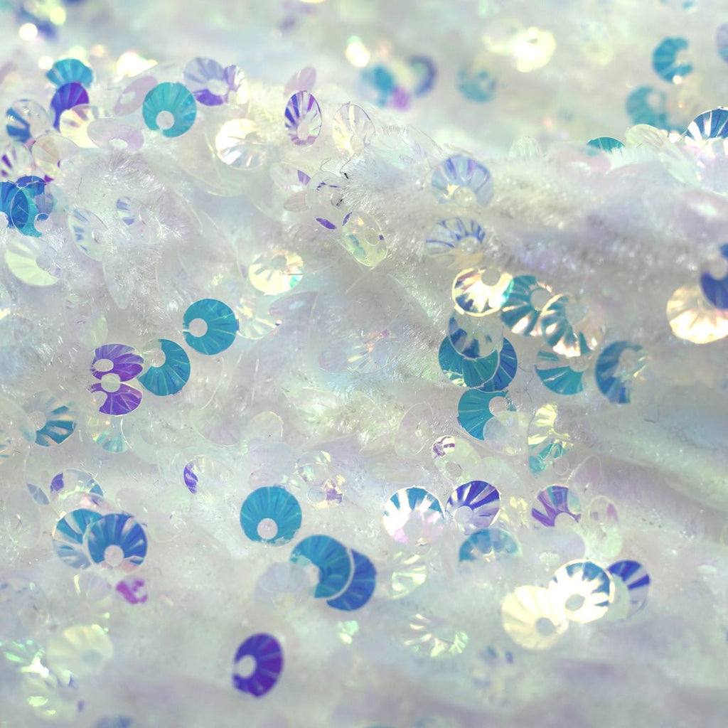 Sanibel Seashell Stretch Velvet Sequin Fabric | CDW