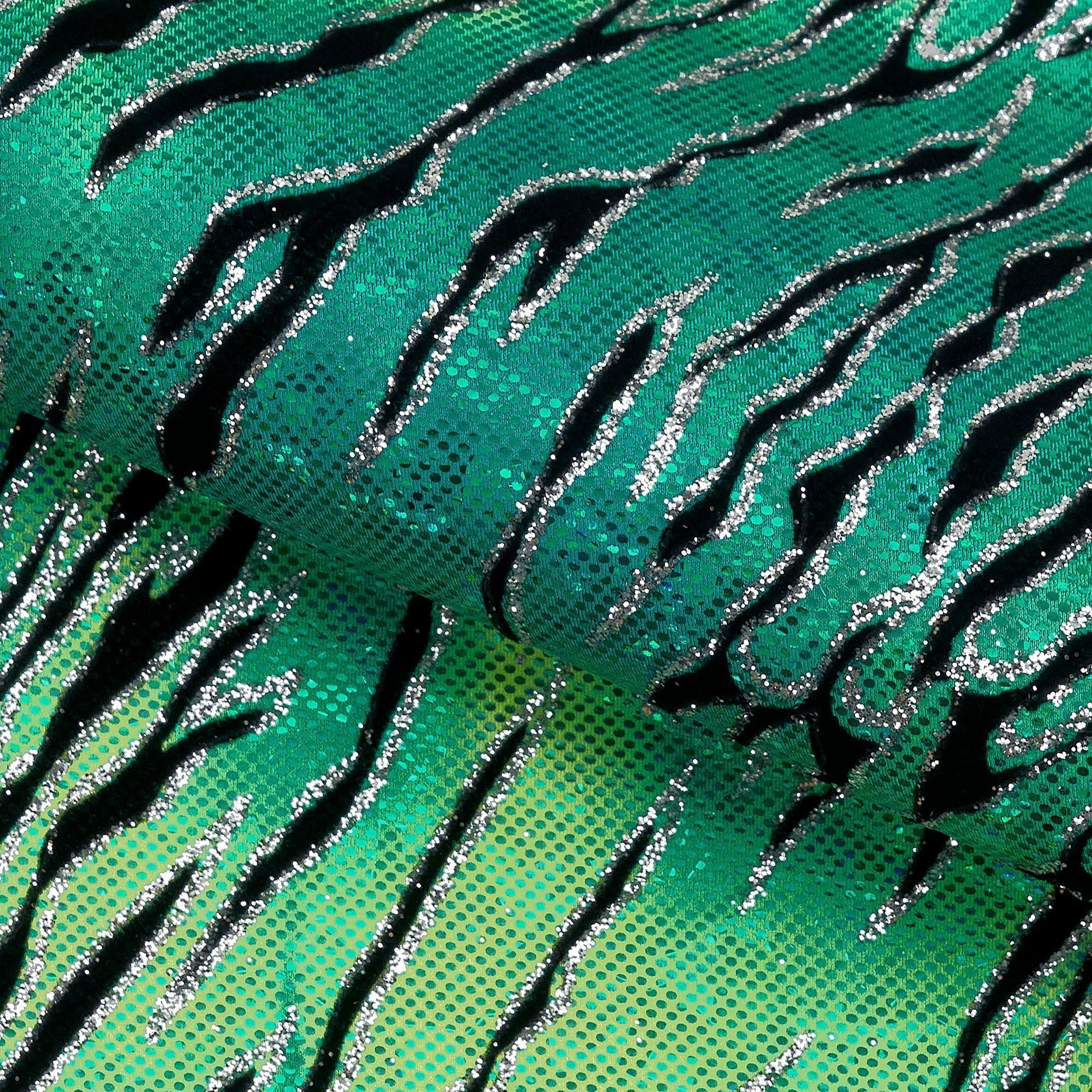 Serengeti Foil Glittered Flocked Stretch Spandex Fabric | CDW