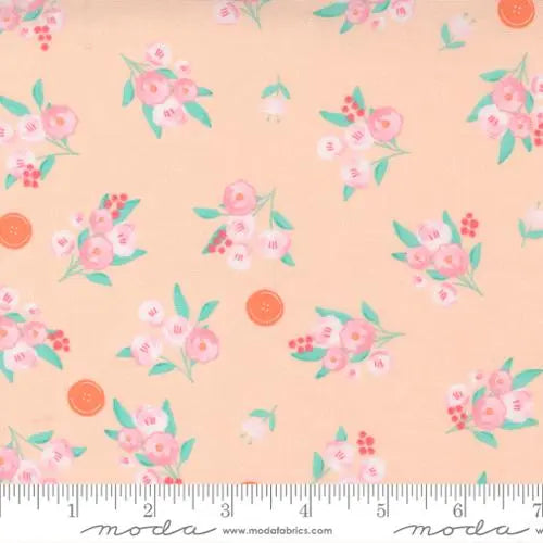 Sew Wonderful Bellini Floral Bouquet Peach 44"/45" Fabric Per Yard