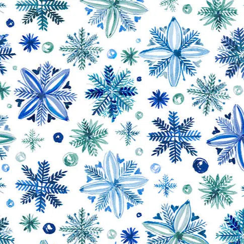 Snowy Sparkle Digital Cuddle Blue Fabric per yard