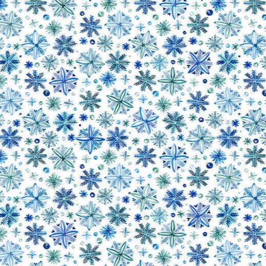 Snowy Sparkle Digital Cuddle Blue Fabric per yard