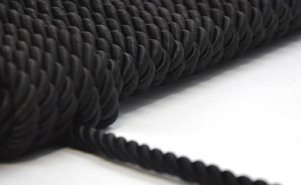 Softer Collection - 3/16" Width Cord without Lip (50 Yard Roll) - BC-1015-02 Black