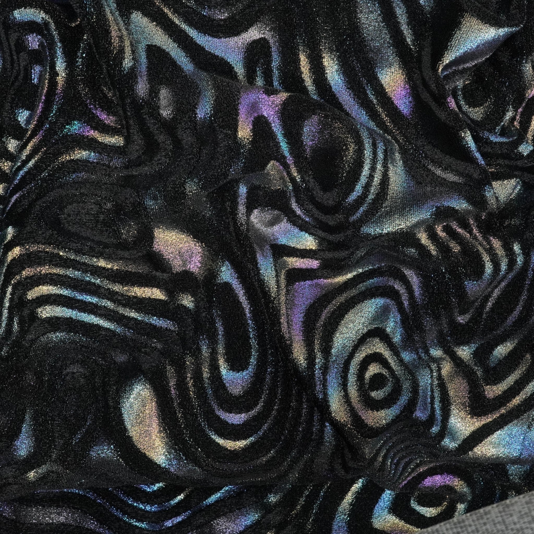 Sonic Swirl Embossed Foiled on Stretch Velvet Fabric | CDW