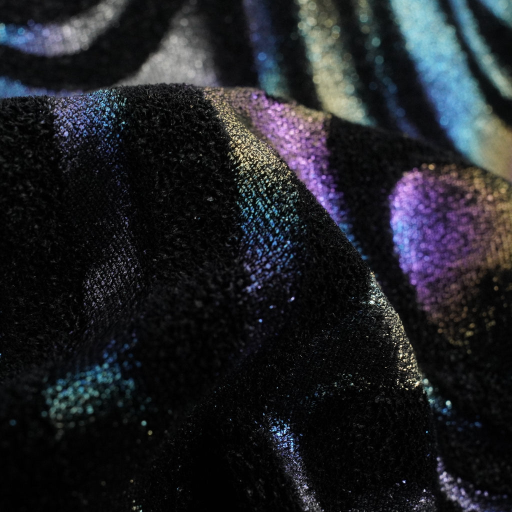 Sonic Swirl Embossed Foiled on Stretch Velvet Fabric | CDW