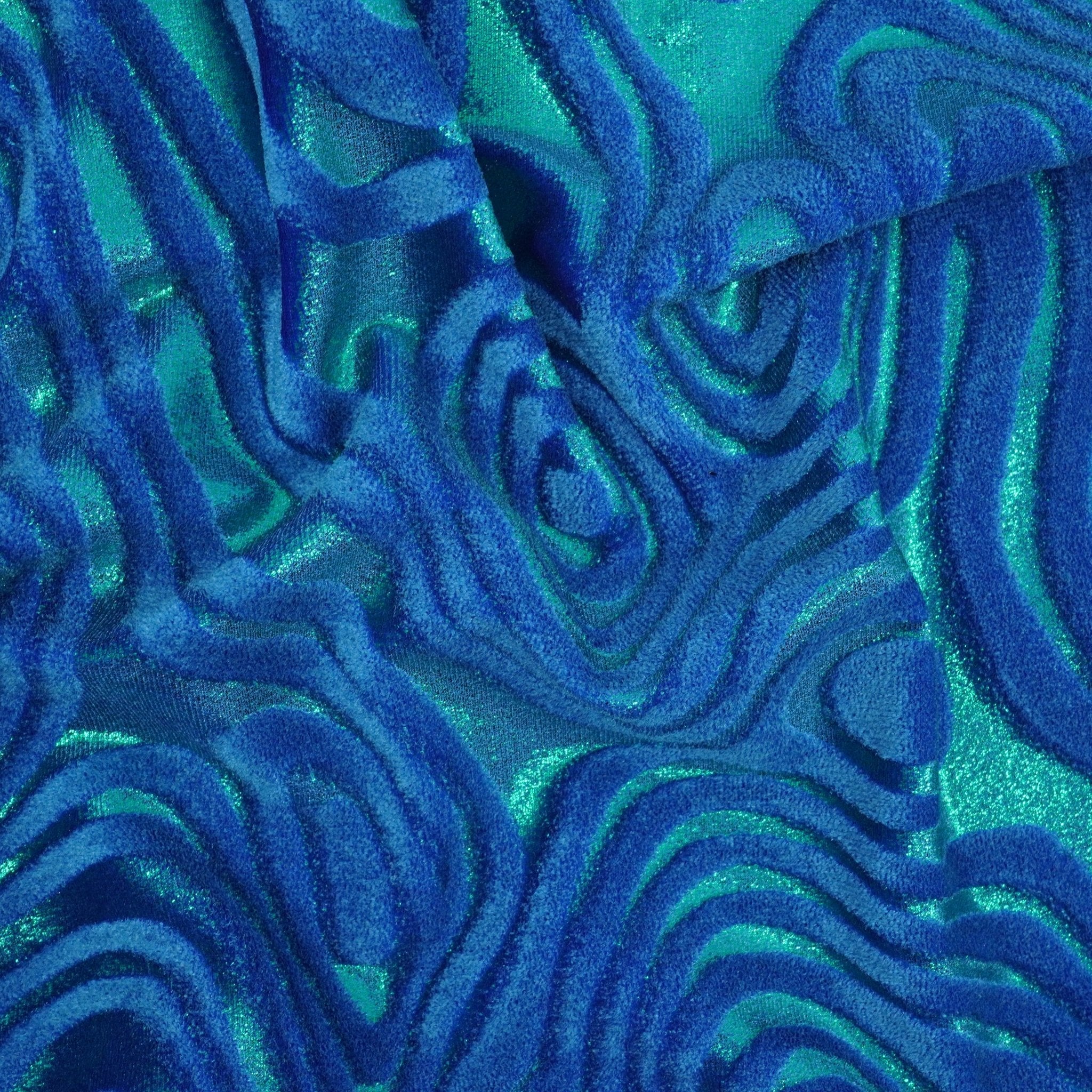 Sonic Swirl Embossed Foiled on Stretch Velvet Fabric | CDW