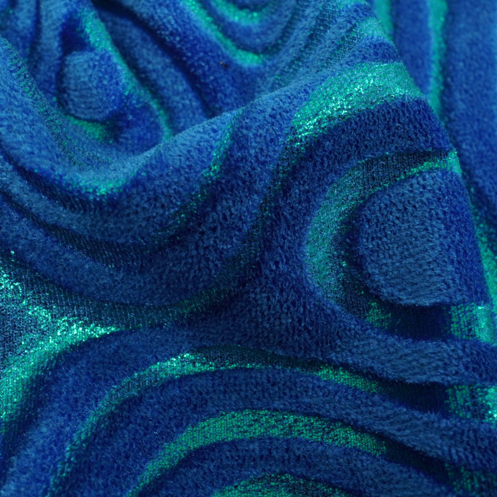 Sonic Swirl Embossed Foiled on Stretch Velvet Fabric | CDW