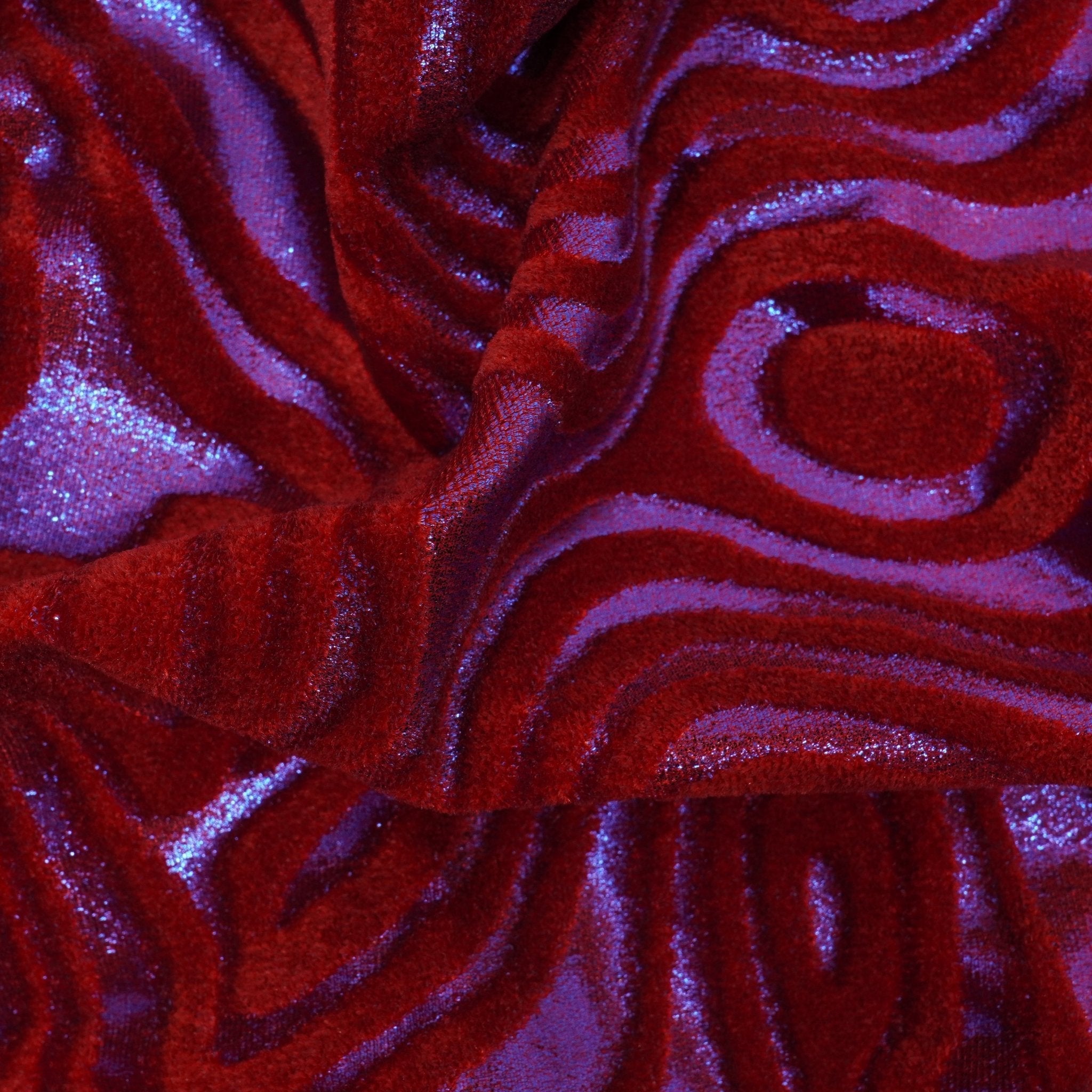 Sonic Swirl Embossed Foiled on Stretch Velvet Fabric | CDW