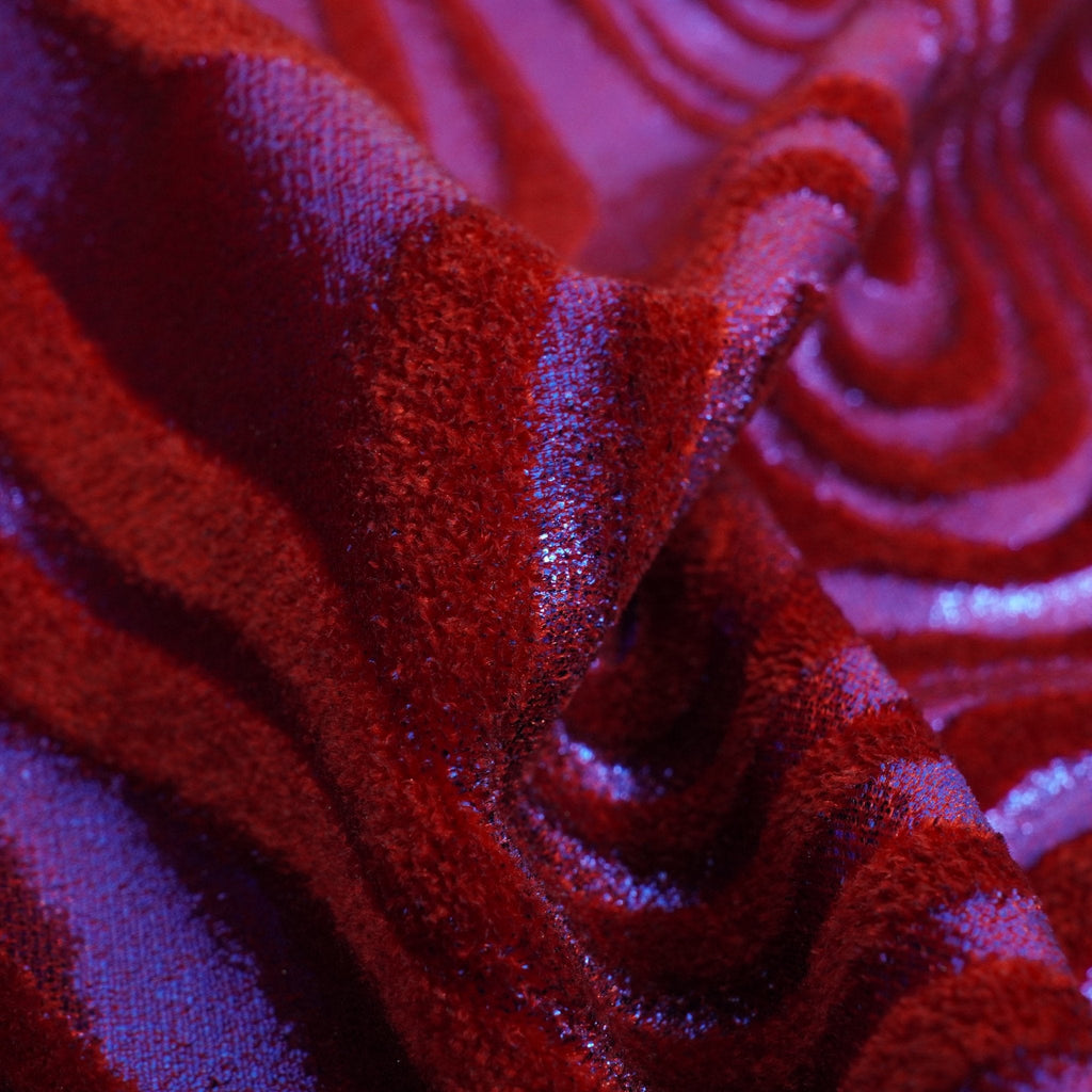 Sonic Swirl Embossed Foiled on Stretch Velvet Fabric | CDW