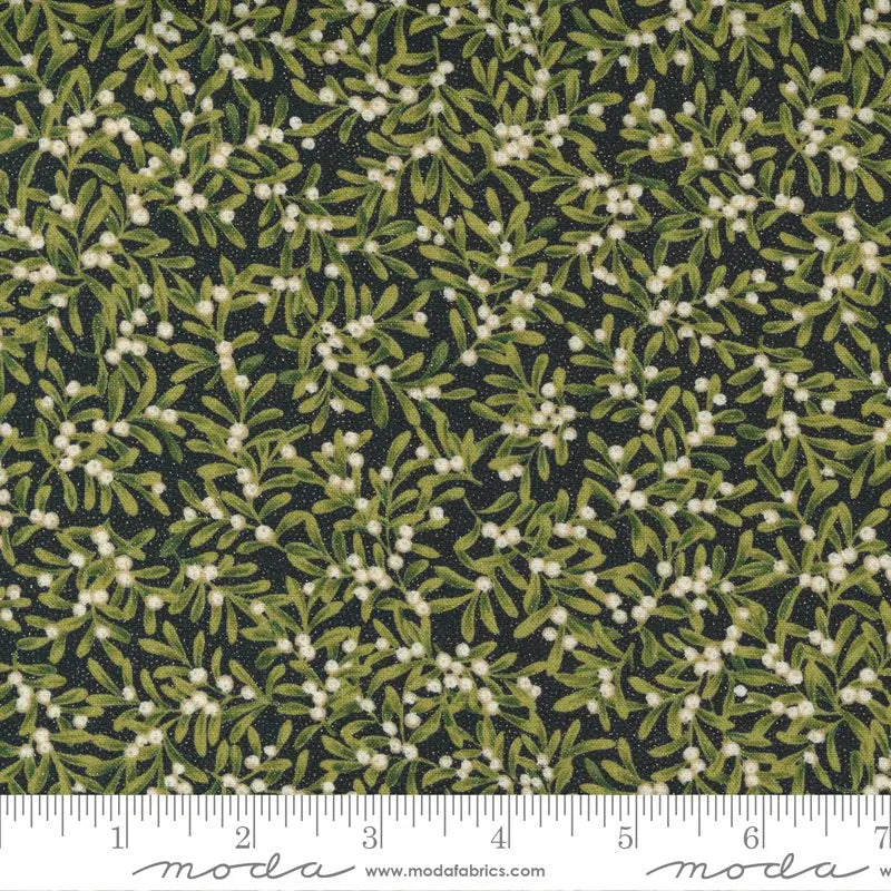 Sparkle Shine Glitter Black Holly Berries 44"/45" Fabric Per Yard