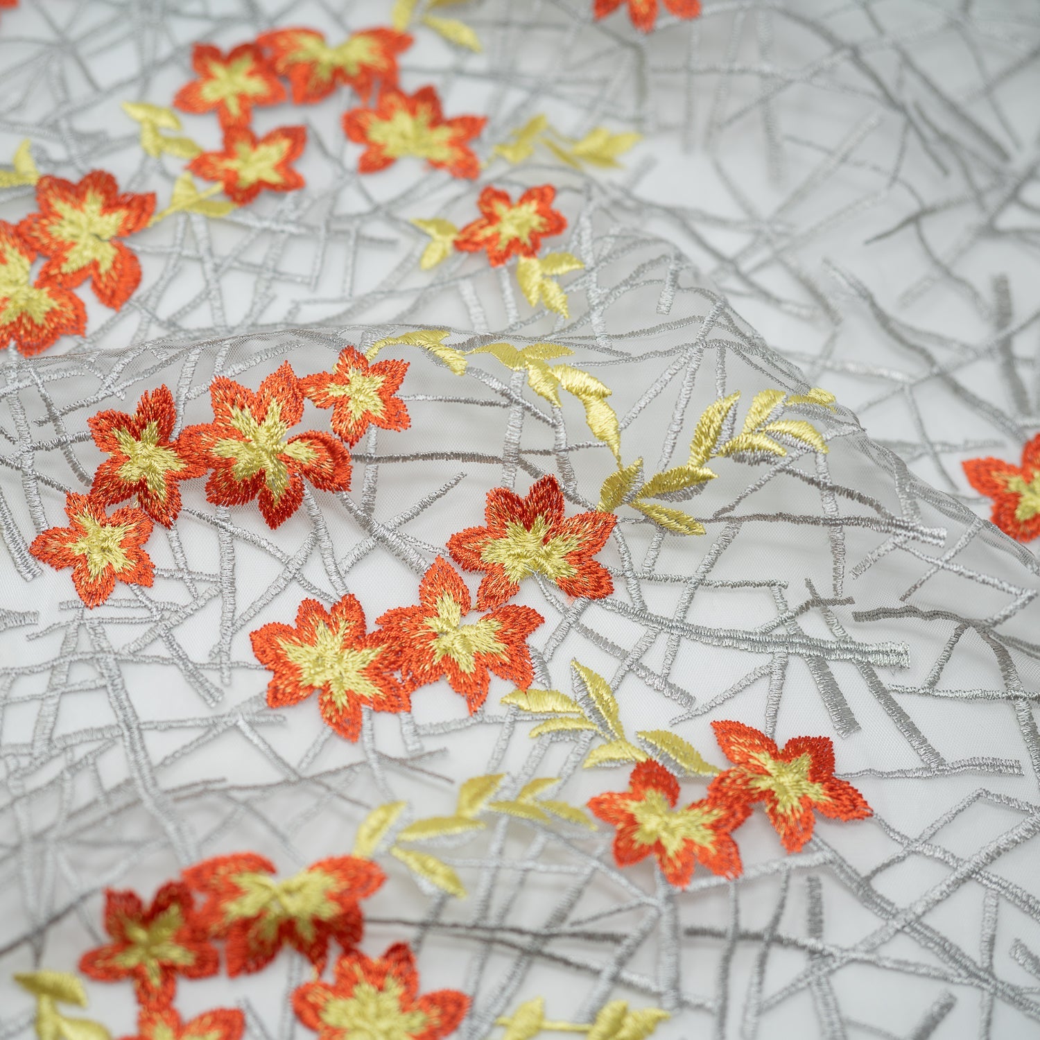 Spring Has Sprung Embroidered Mesh Fabric | CDW