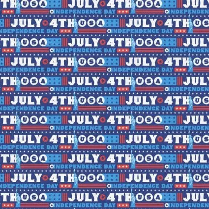 Star Spangled Summer July Fourth Words 43"/44" Fabric Per Yard