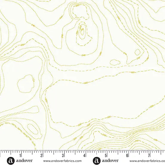 Sun Print Whisper Chartreuse Topography 44"/45" Fabric Per Yard
