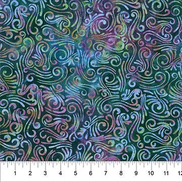 Swirls II Multi Blue Cotton Wideback Fabric per yard