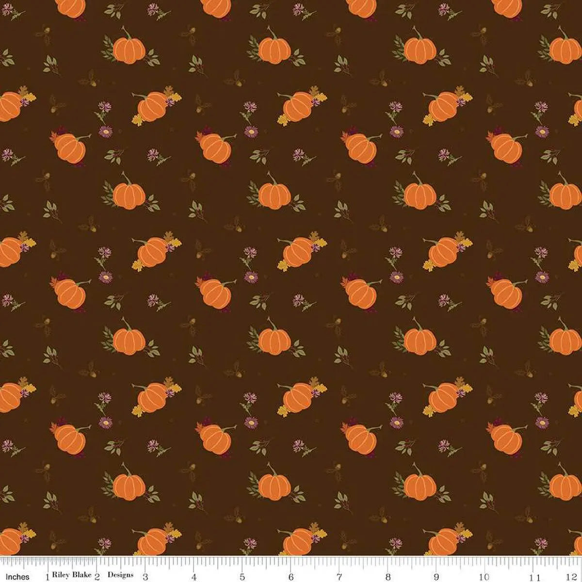 The Awe of Autumn Pumpkins Brown 43"/44" Fabric Per Yard
