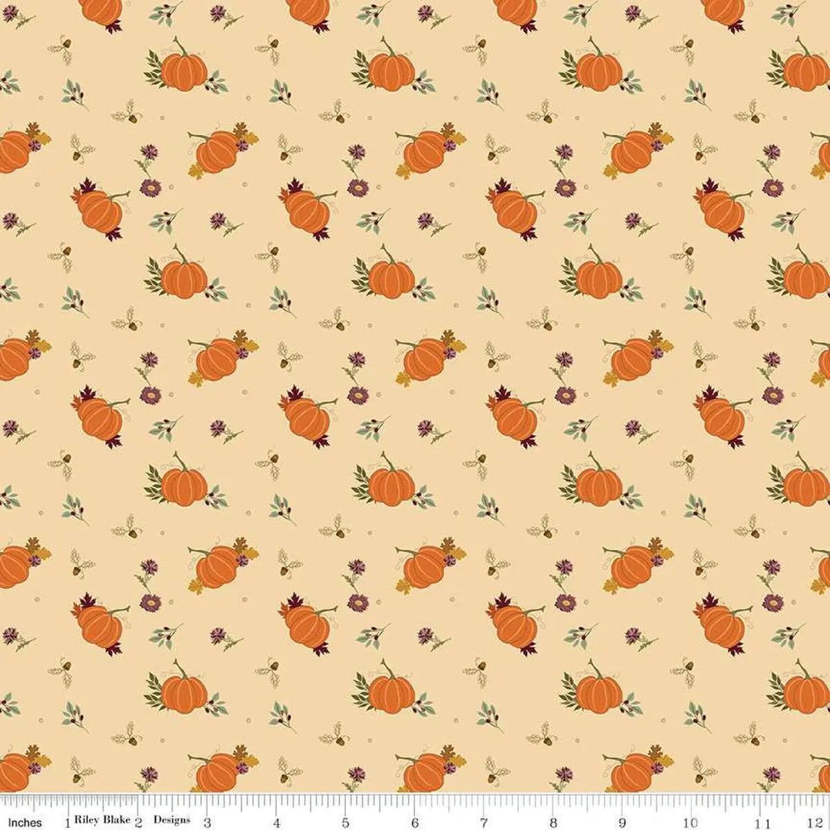The Awe of Autumn Pumpkins Latte 43"/44" Fabric Per Yard