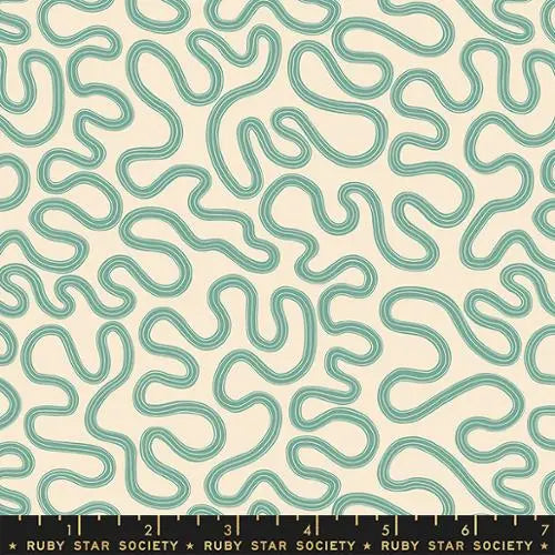 Verbena Meander Green Geometric Lines 43"/44" Fabric Per Yard