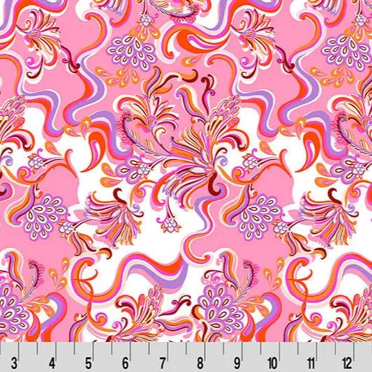 Wanderlust Paisley Quilting Cuddle Pink Fabric per yard