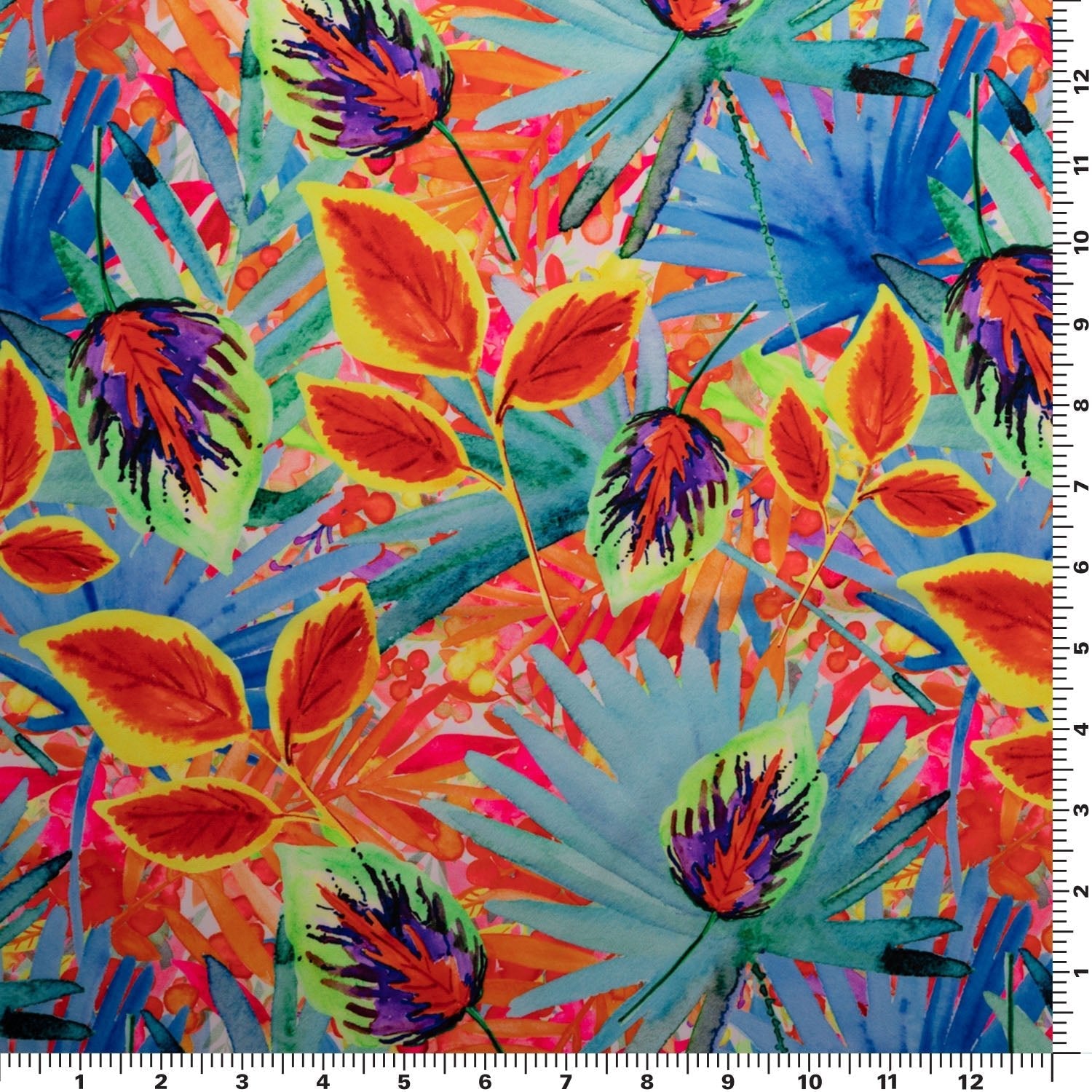 Watercolored Tropical Palms Printed Spandex Fabric | CDW