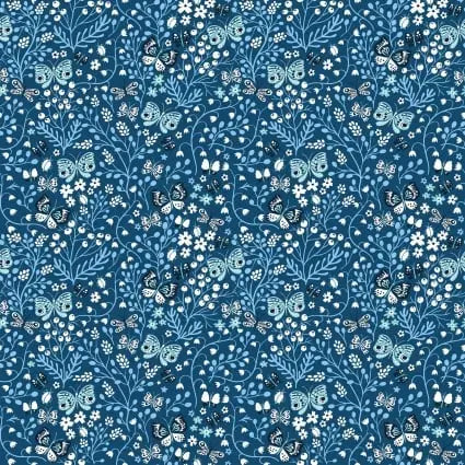Whimsy Blue Butterflies 44"/45" Fabric Per Yard
