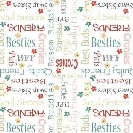 White Life is Better With Friends 44"-45" Cotton Fabric per yard