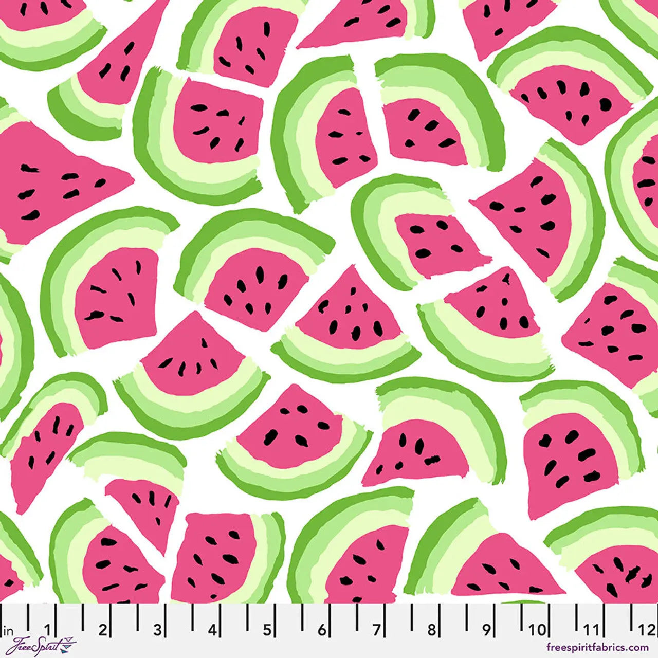 White Watermelon Slice Cotton 44"/46" Fabric Per Yard