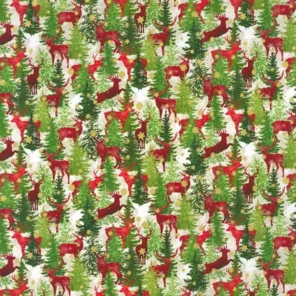 Winter Solstice II Deer 44"/45" Fabric Per Yard