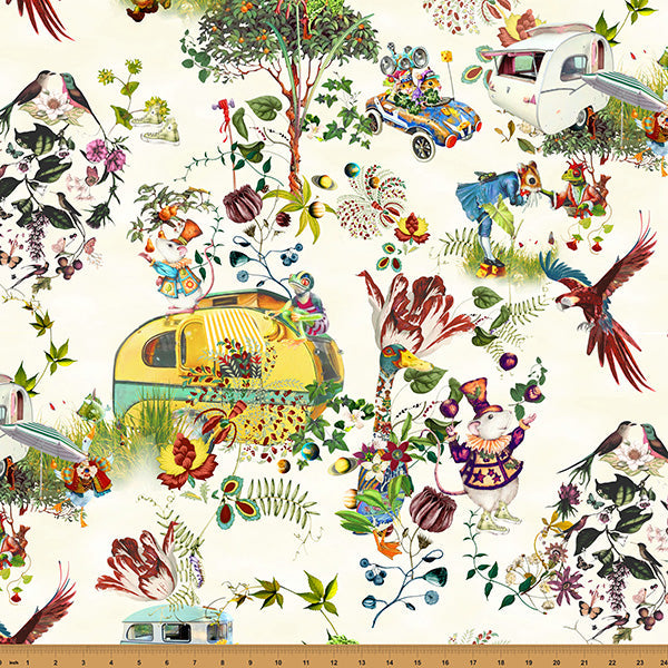 Cream Campers Mousing Around  43"/44" Fabric Per Yard