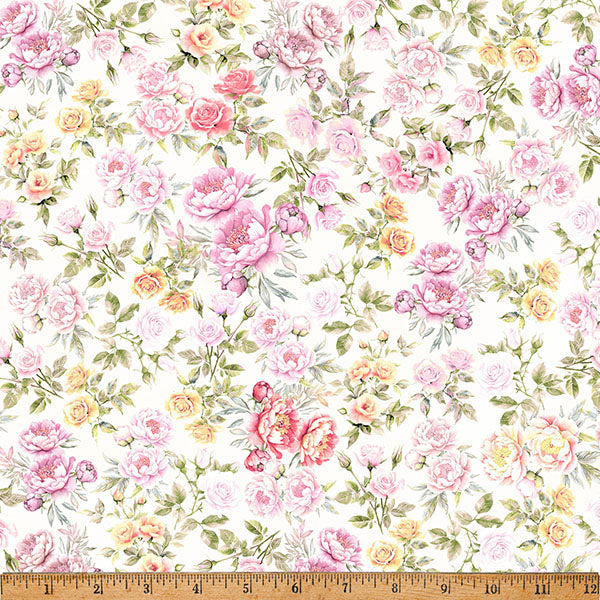Tea Rose Floral Soiree 43"/44" Fabric Per Yard