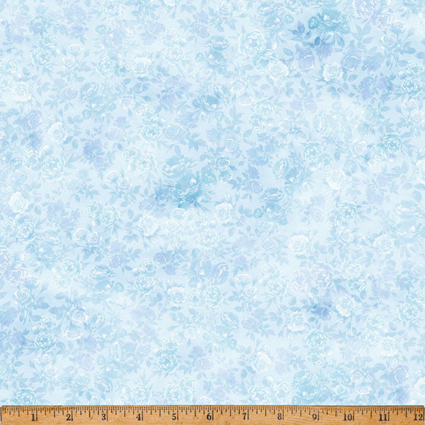 Sky Blue Floral Soiree 43"/44" Fabric Per Yard