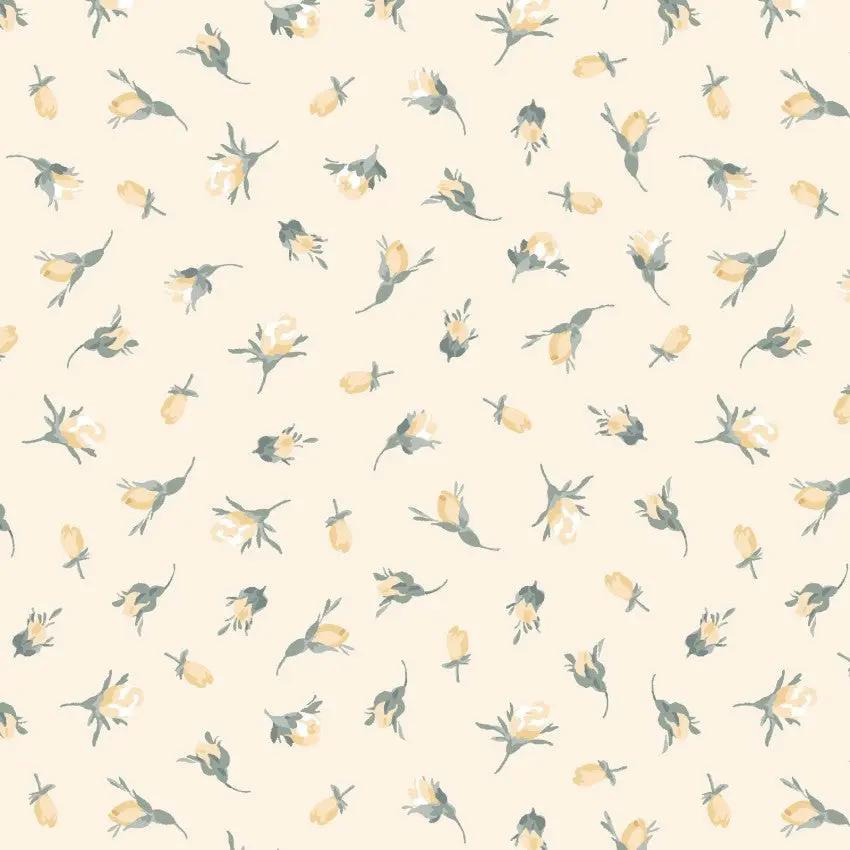 Yellow Buds La Fleur Flannel Cotton 42"/43" Fabric Per Yard